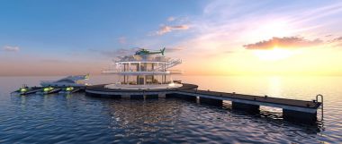 offshore heliport 3d cg render