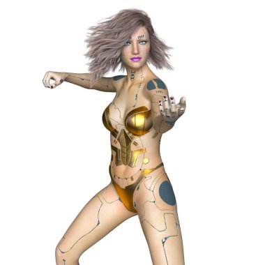 3d cg işleme bir kadın robot