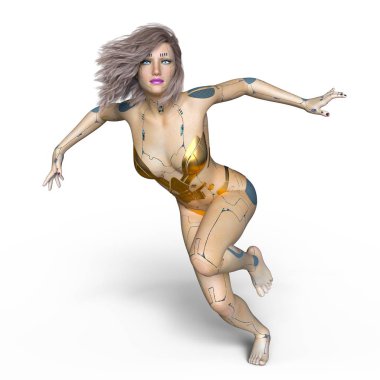 3d cg işleme bir kadın robot