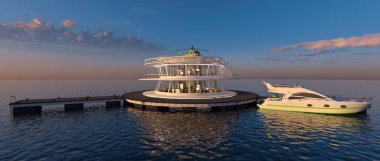 offshore heliport 3d cg render