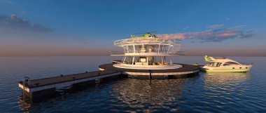 offshore heliport 3d cg render