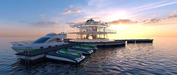 offshore heliport 3d cg render