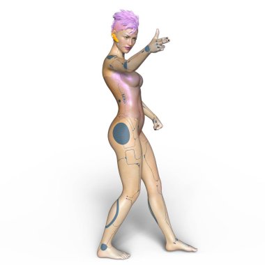 3d cg işleme bir kadın robot
