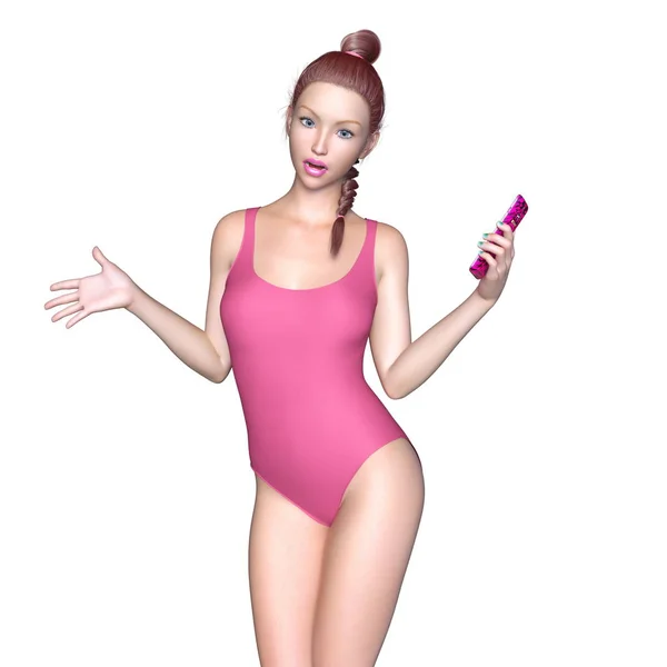 Rendering 3D CG di una donna costume da bagno — Foto Stock
