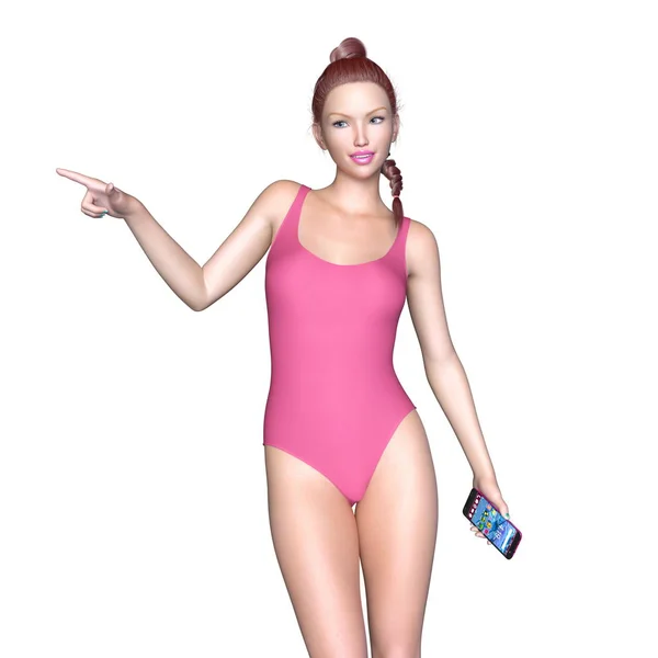 3D CG renderização de uma mulher swimwear — Fotografia de Stock
