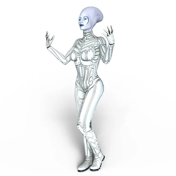 3D CG-gjengivelse av et kvinnelig romvesen – stockfoto