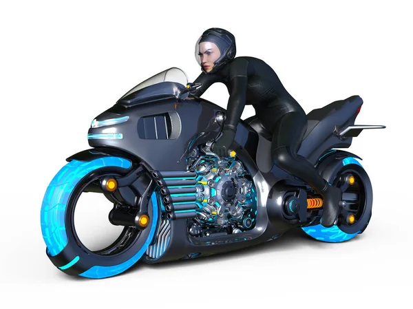 3D vykreslování cg super žena Rider — Stock fotografie