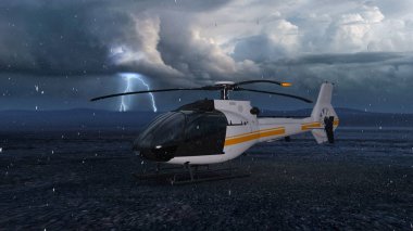 bir helikopter 3d cg render