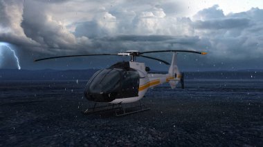 bir helikopter 3d cg render