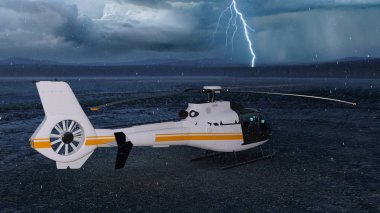 bir helikopter 3d cg render