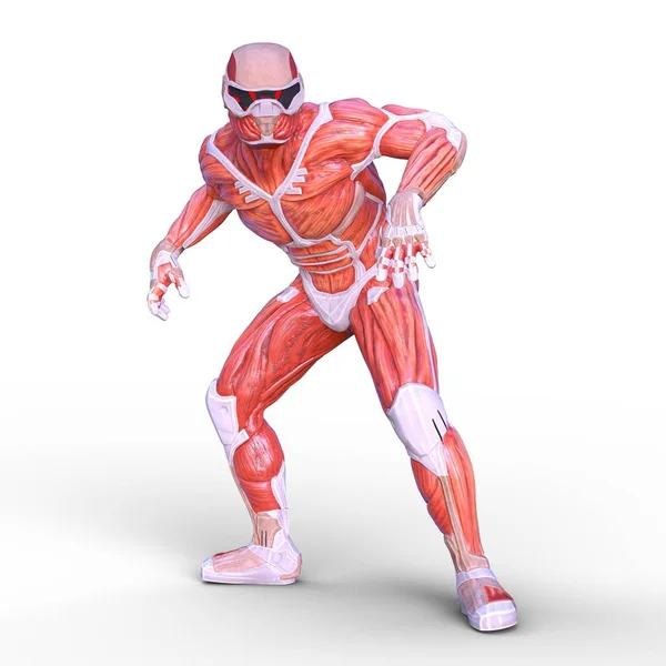 Rendering 3D CG di un eroe muscolare — Foto Stock