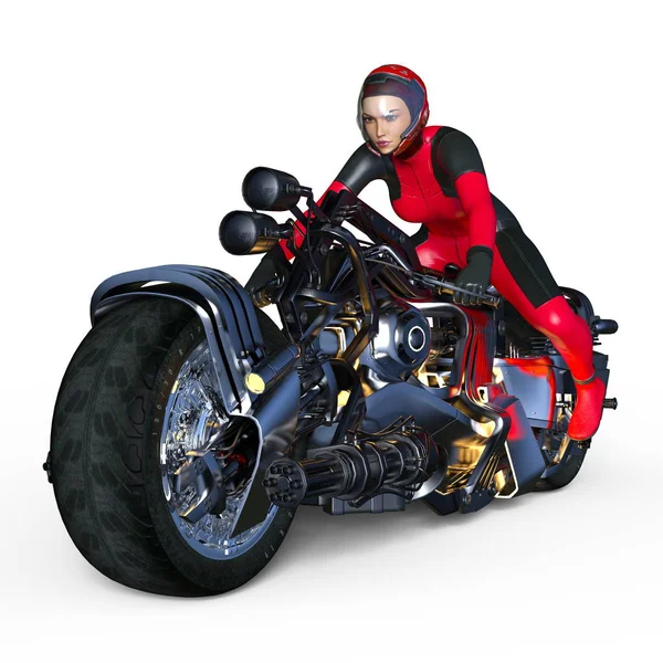 3d cg 渲染的超级女骑手 — 图库照片