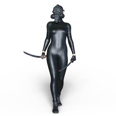 Süper kadın fencer 3d cg render