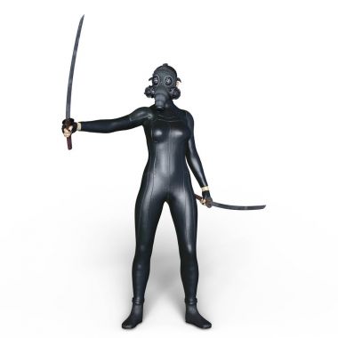 Süper kadın fencer 3d cg render