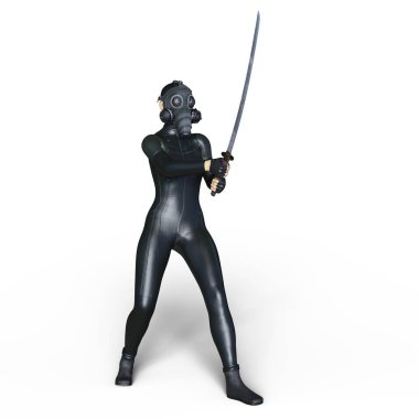 Süper kadın fencer 3d cg render