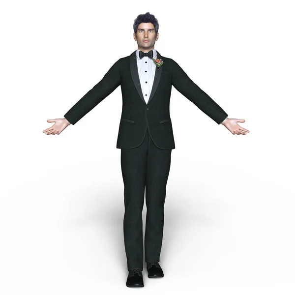 3D CG rendering of a tuxedo guy — Stock Photo, Image