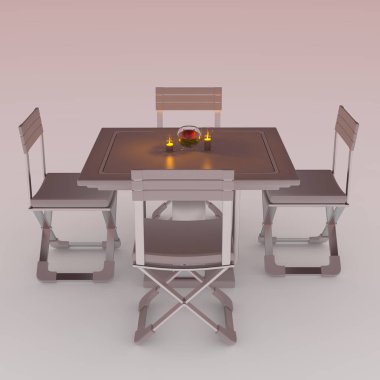 bir yemek masası 3d cg render