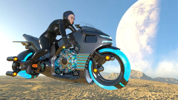 3D CG рендеринг супер-женщины всадника — стоковое фото