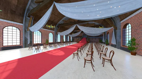 Renderowania 3D cg grand Hall — Zdjęcie stockowe