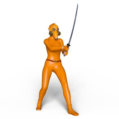 Süper kadın fencer 3d cg render