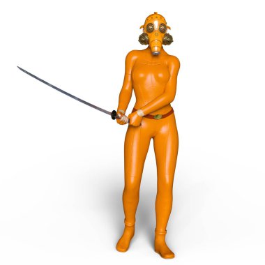 Süper kadın fencer 3d cg render