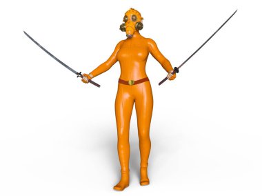 Süper kadın fencer 3d cg render