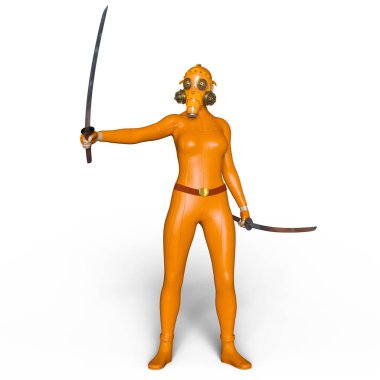 Süper kadın fencer 3d cg render