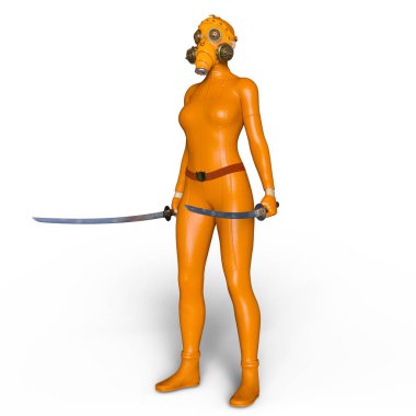 Süper kadın fencer 3d cg render