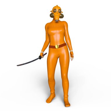 Süper kadın fencer 3d cg render