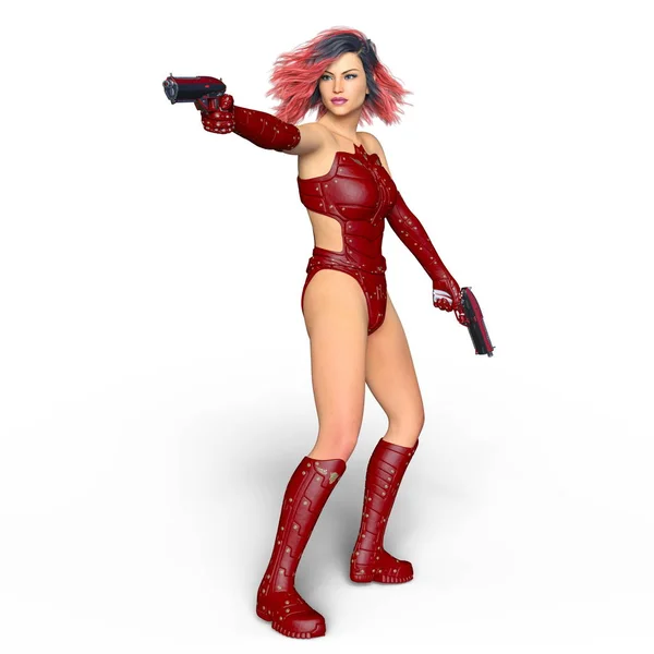 Vykreslování 3D cg ženského bojovníka — Stock fotografie
