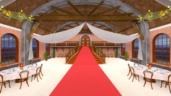 3D-s cg renderelés a grand Hall — Stock Fotó