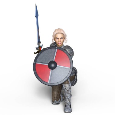 bir kadın şövalye 3d cg render