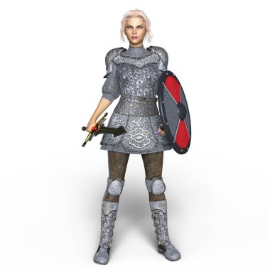 bir kadın şövalye 3d cg render