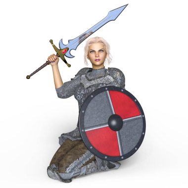 bir kadın şövalye 3d cg render