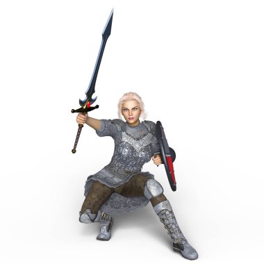 bir kadın şövalye 3d cg render