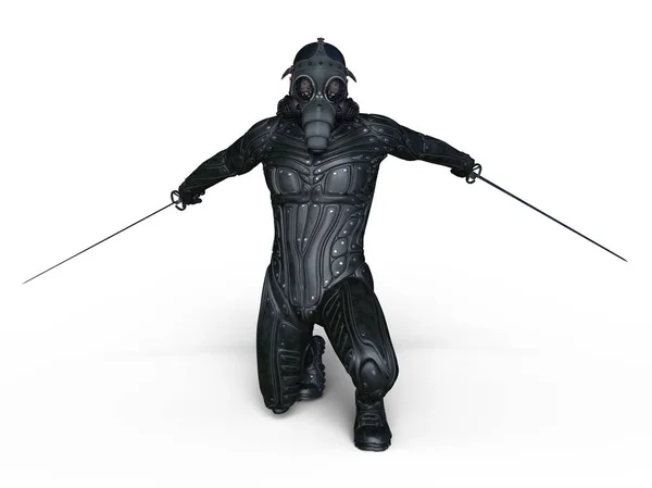 3D CG рендеринг супергероя фехтовальщика — стоковое фото