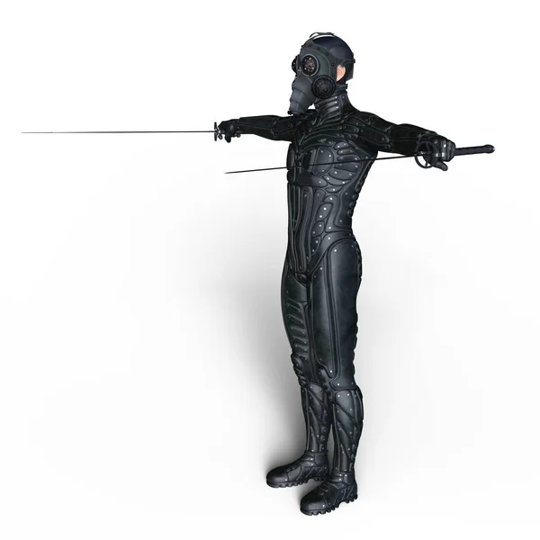3D CG rendering of a super hero fencer — Stock Photo, Image