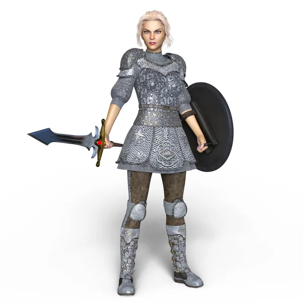 3D CG візуалізація жіночого лицаря — стокове фото