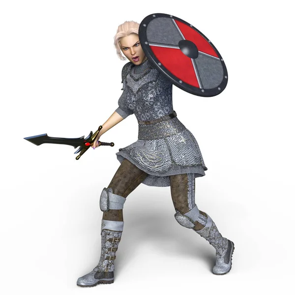 3D rendu 3D d'un chevalier féminin — Photo