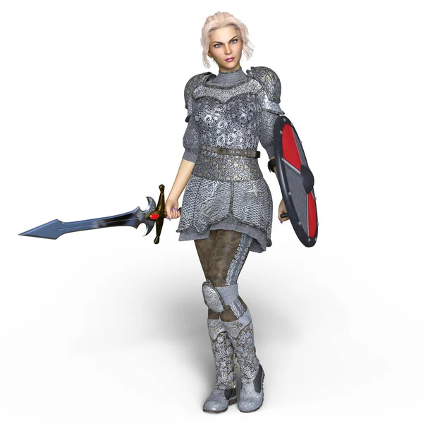 bir kadın şövalye 3d cg render