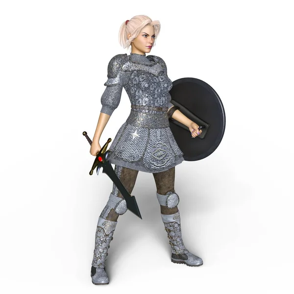 3D cg Darstellung eines weiblichen Ritters — Stockfoto