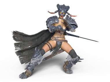 bir kadın şövalye 3d cg render