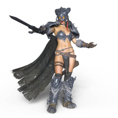 bir kadın şövalye 3d cg render