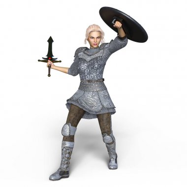 bir kadın şövalye 3d cg render