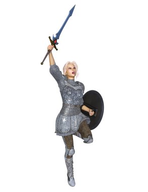 bir kadın şövalye 3d cg render