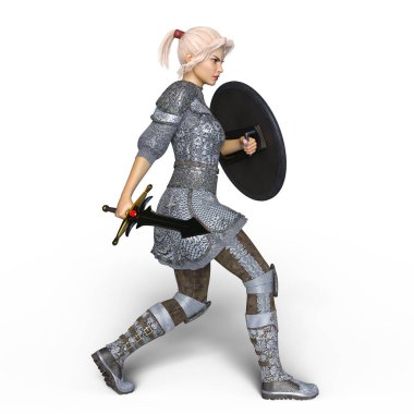 bir kadın şövalye 3d cg render