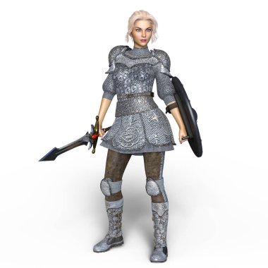 bir kadın şövalye 3d cg render