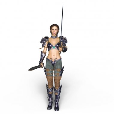 bir kadın şövalye 3d cg render