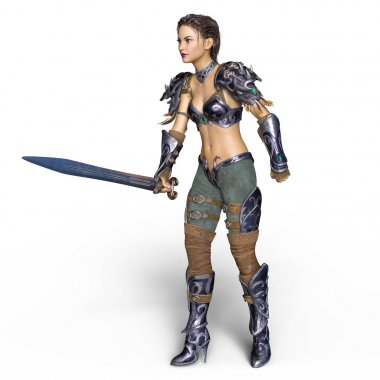 bir kadın şövalye 3d cg render