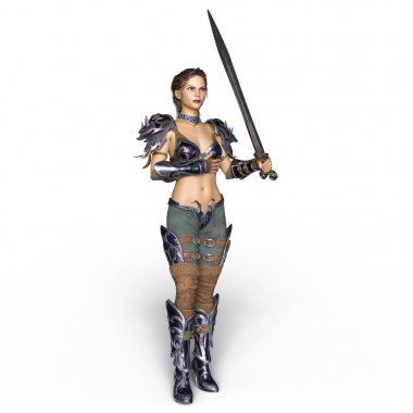 bir kadın şövalye 3d cg render